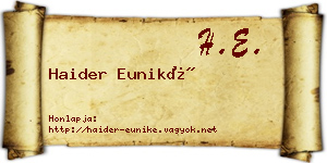 Haider Euniké névjegykártya